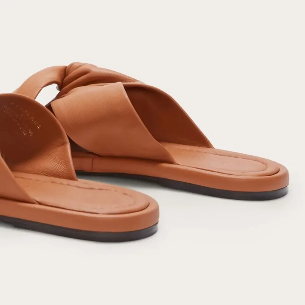 Everlane Day Twist Sandal Desert Tan  Leather Flat Slide 6 New Without Box - Picture 4 of 8